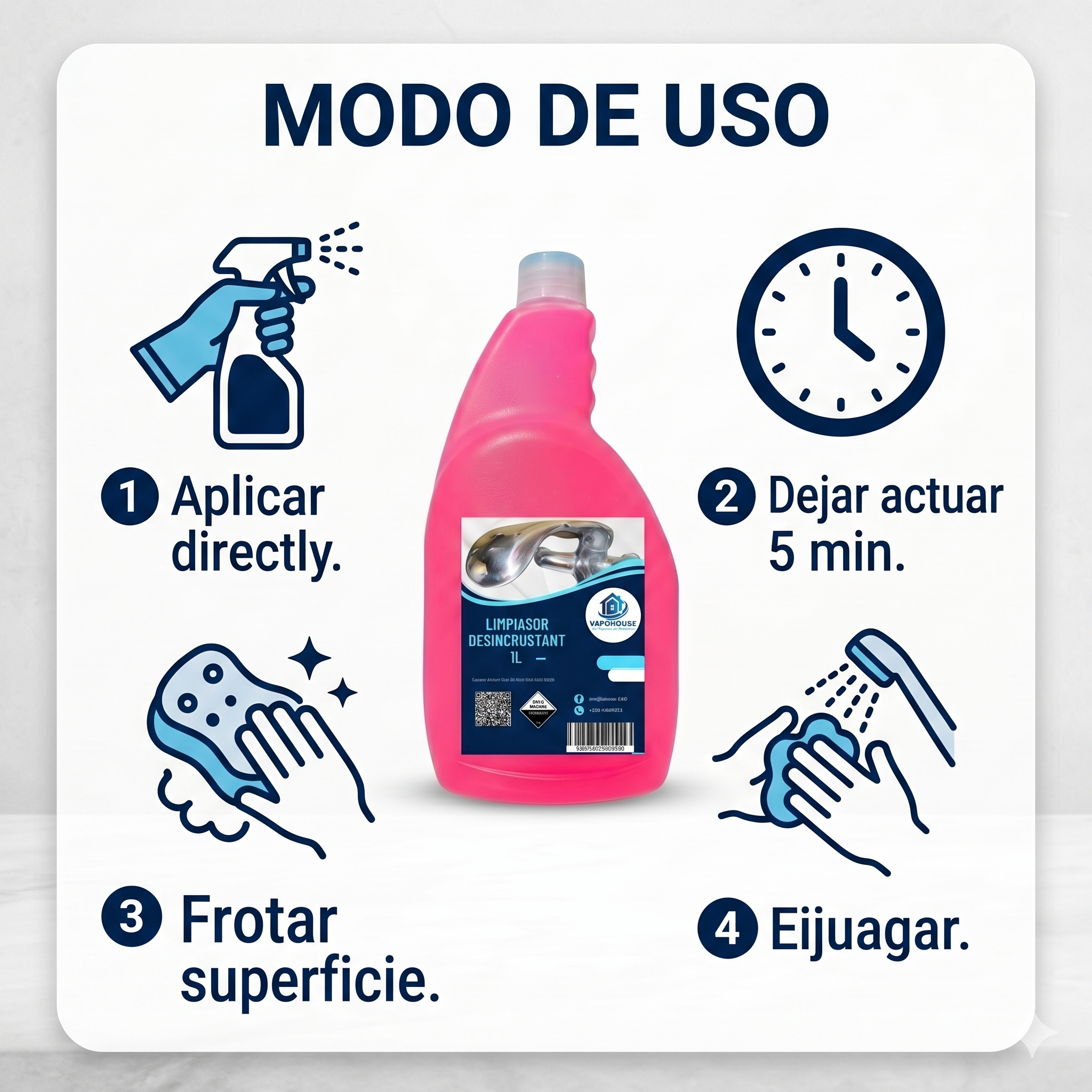 Limpiador Desincrustante Sarro Acid Mousse 1L Vapohouse