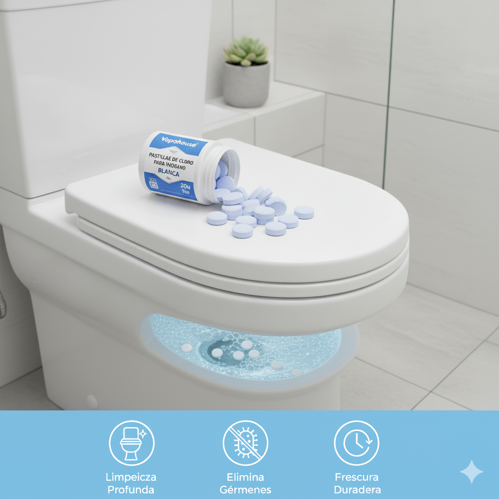 Caja 10u Pastillas De Cloro Para Inodoro Blanca 20gramos, 50unidades, total 1K Vapohouse