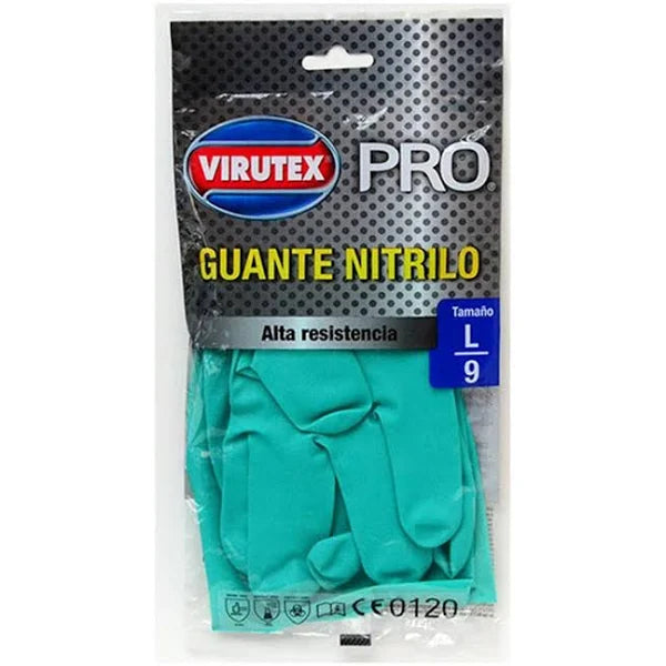 Guantes de Nitrilo Alta Resistencia Verde L 1u Virutex