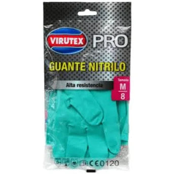 Guantes de Nitrilo Alta Resistencia Verde M 1u Virutex