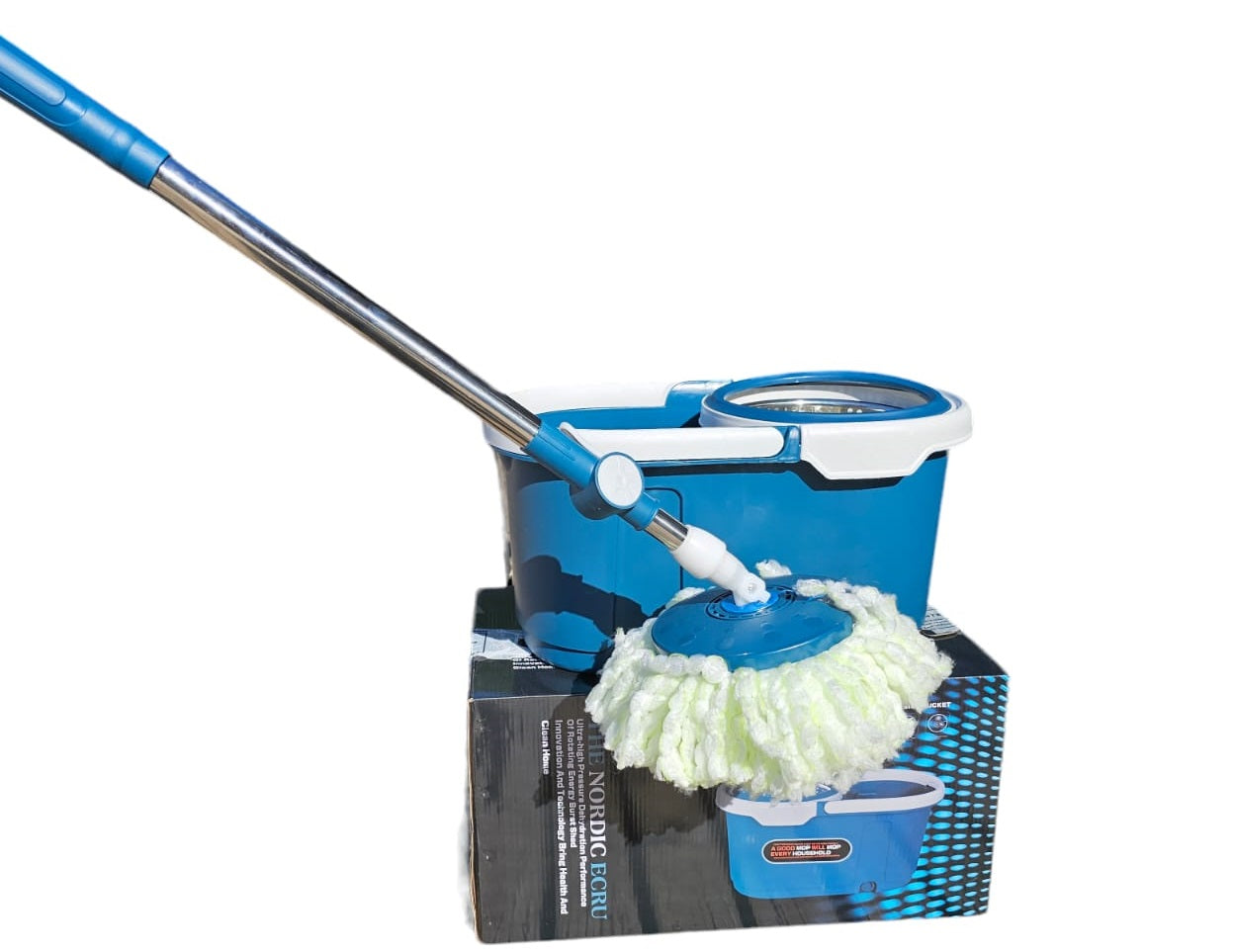 Mopa Giratoria 360° Con Canasto De Acero Inoxidable 1U Vapohouse