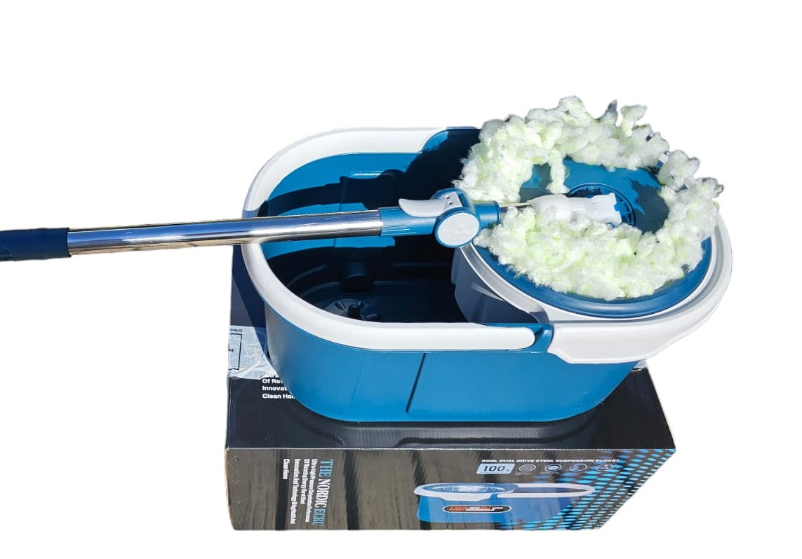 Mopa Giratoria 360° Con Canasto De Acero Inoxidable 1U Vapohouse