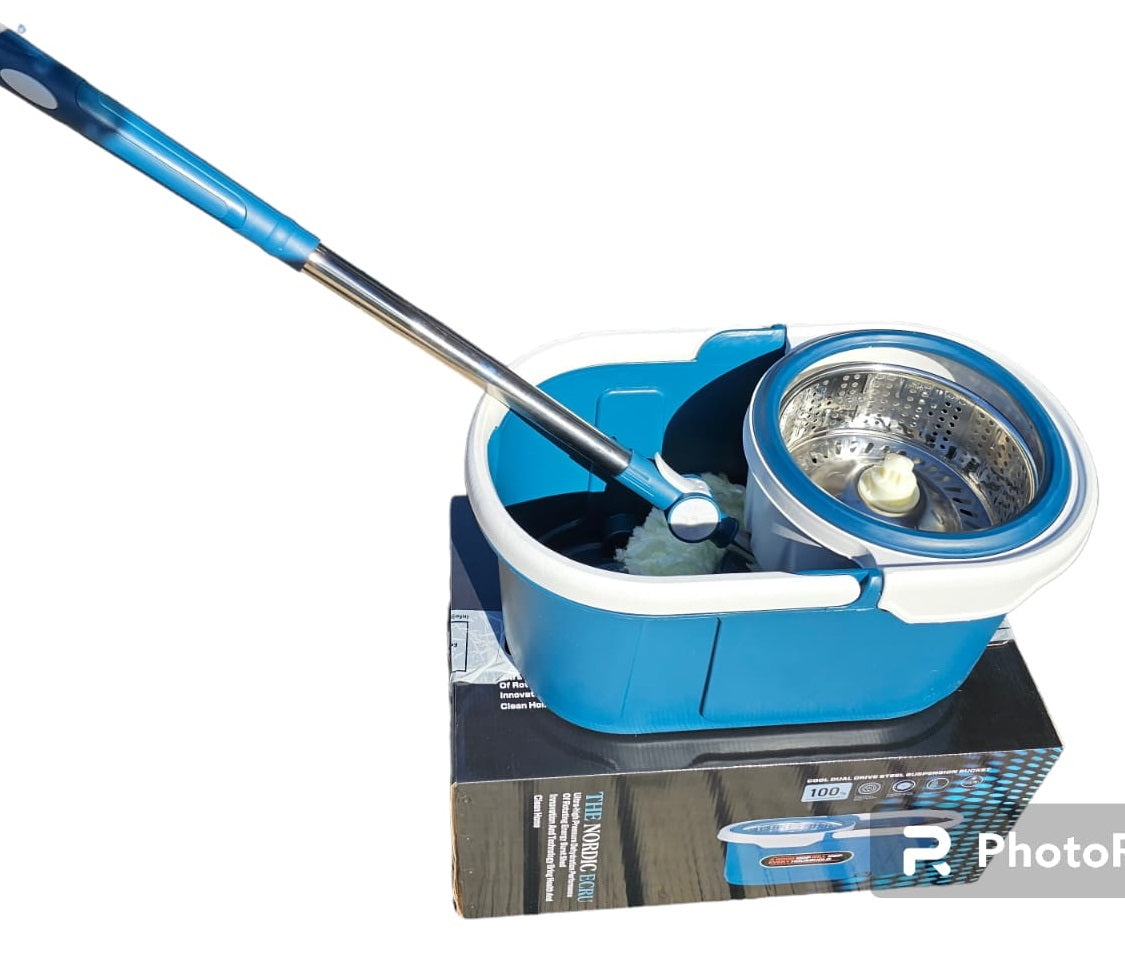 Mopa Giratoria 360° Con Canasto De Acero Inoxidable 1U Vapohouse