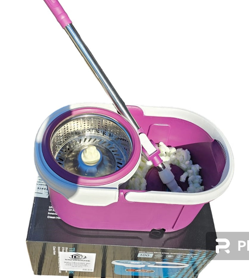 Mopa Giratoria 360° Con Canasto De Acero Inoxidable 1U Vapohouse