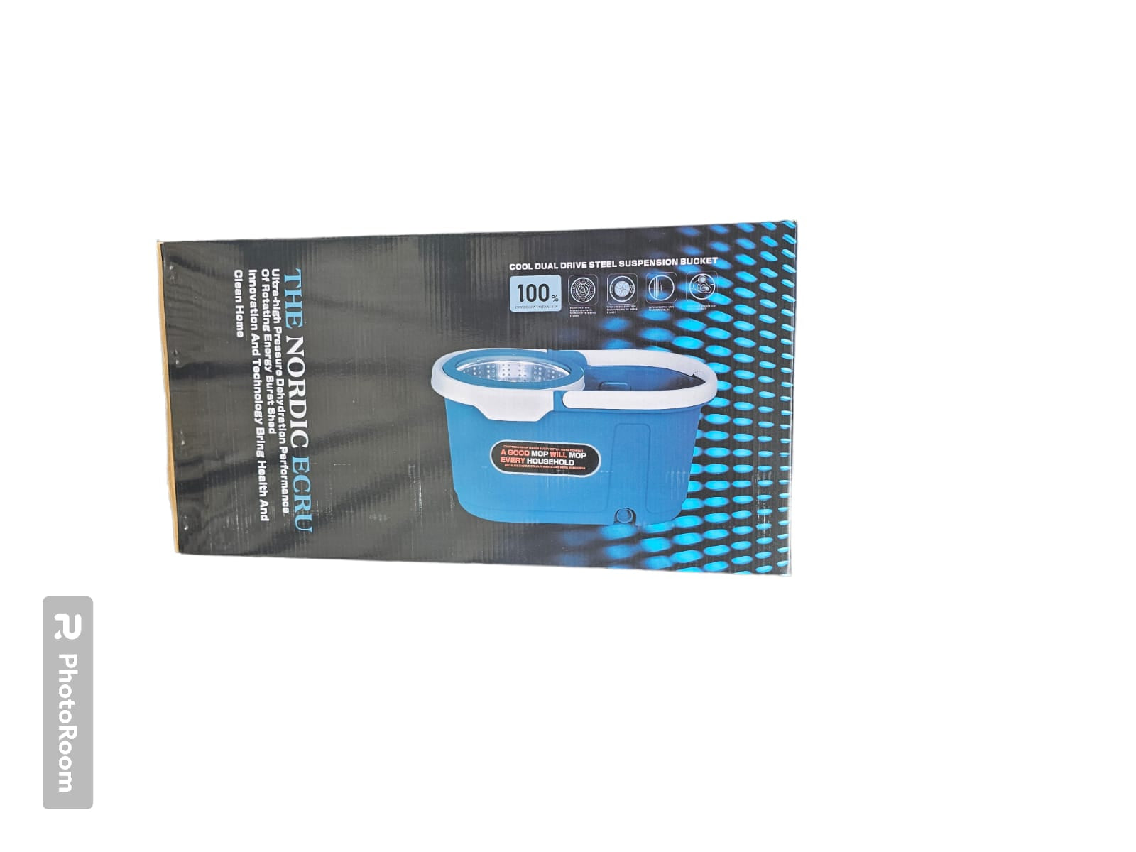Mopa Giratoria 360° Con Canasto De Acero Inoxidable 1U Vapohouse