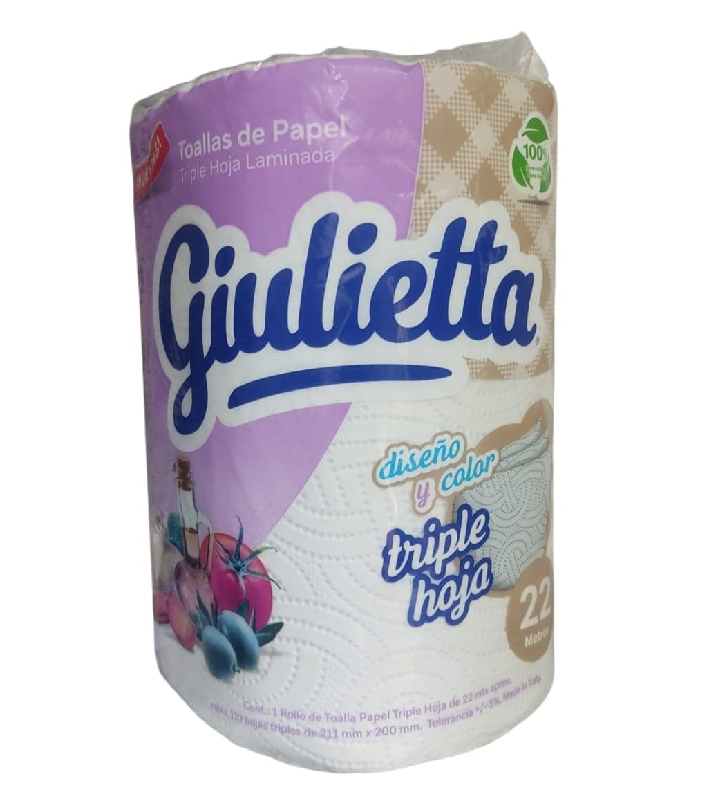 Toalla De Papel Doble Hoja 22m ( 211mm x 200mm) 1 Rollos Giulietta