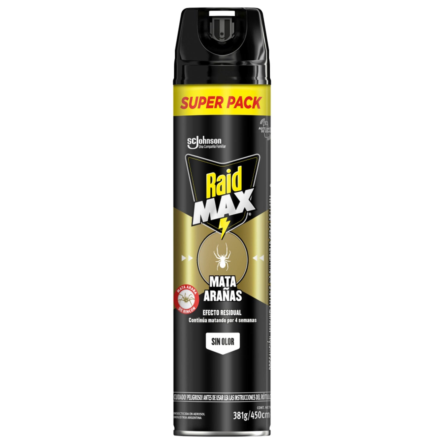 Insecticida Aerosol Max Mata Arañas Sin Olor 450cm³ Raid