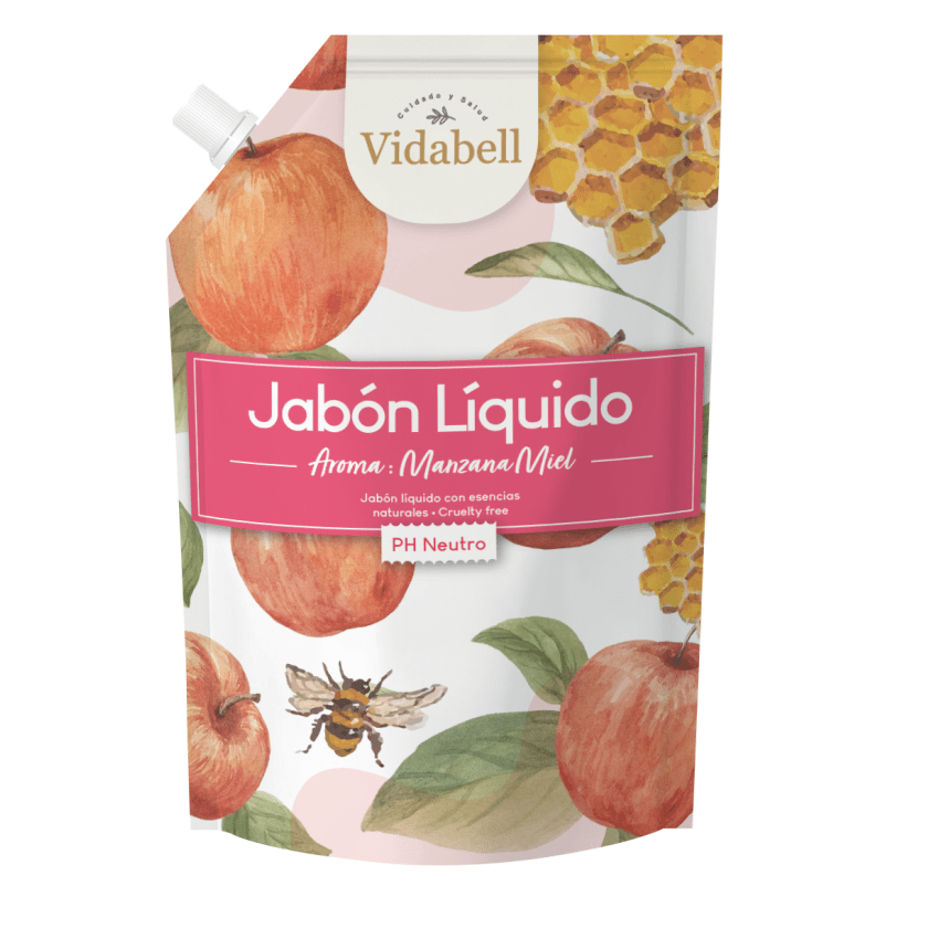 Jabon Liquido Ph Neutro Aroma Manzana Miel 750L Vidabell
