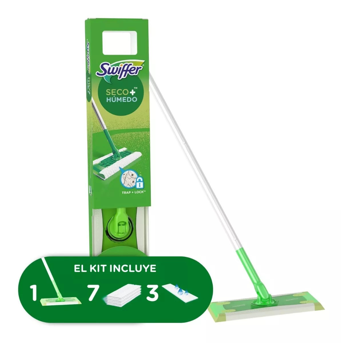 Kit Mopa Plana Starter + 10 Recargas Swiffer