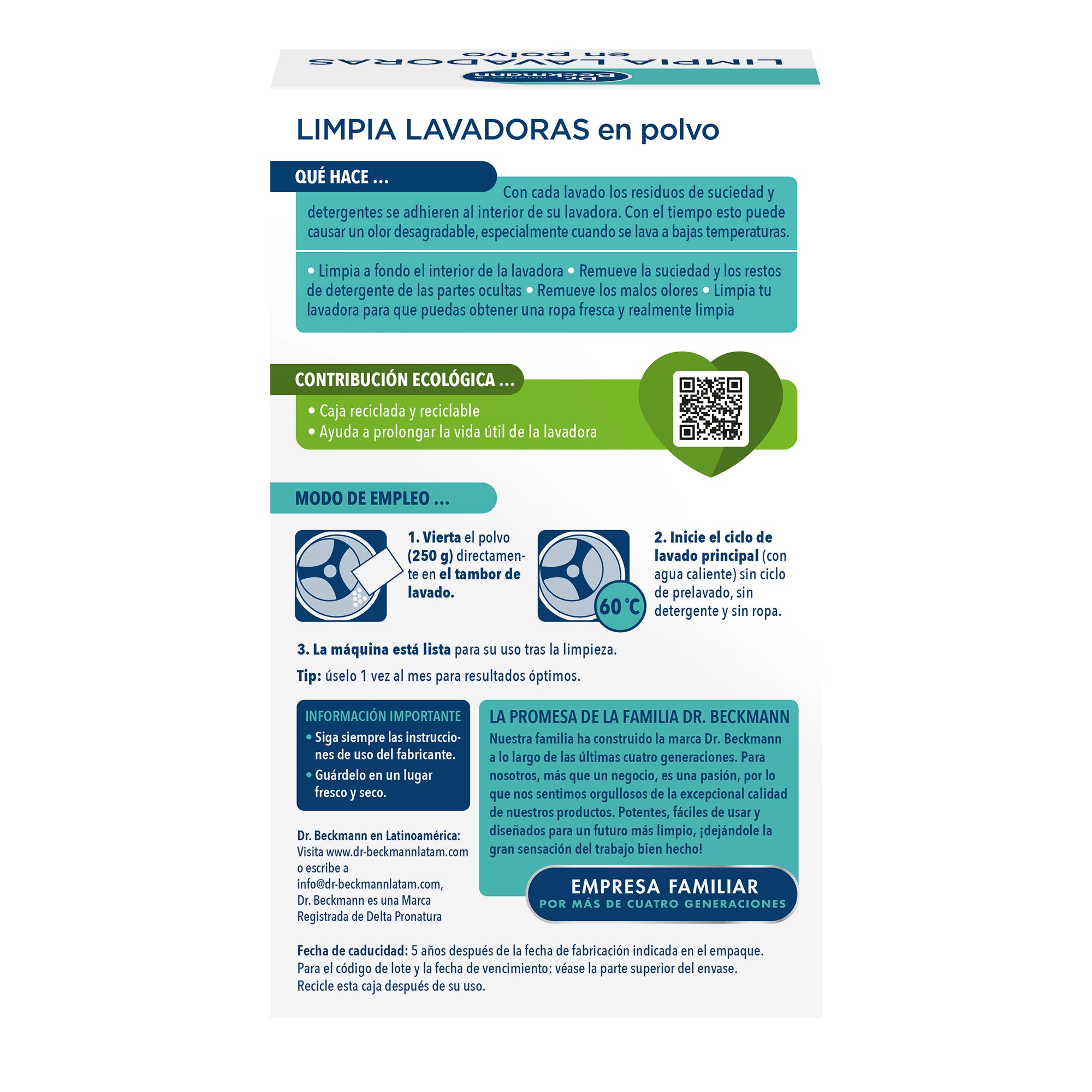 Limpia Lavadora En Polvo 250g Dr.Beckmann