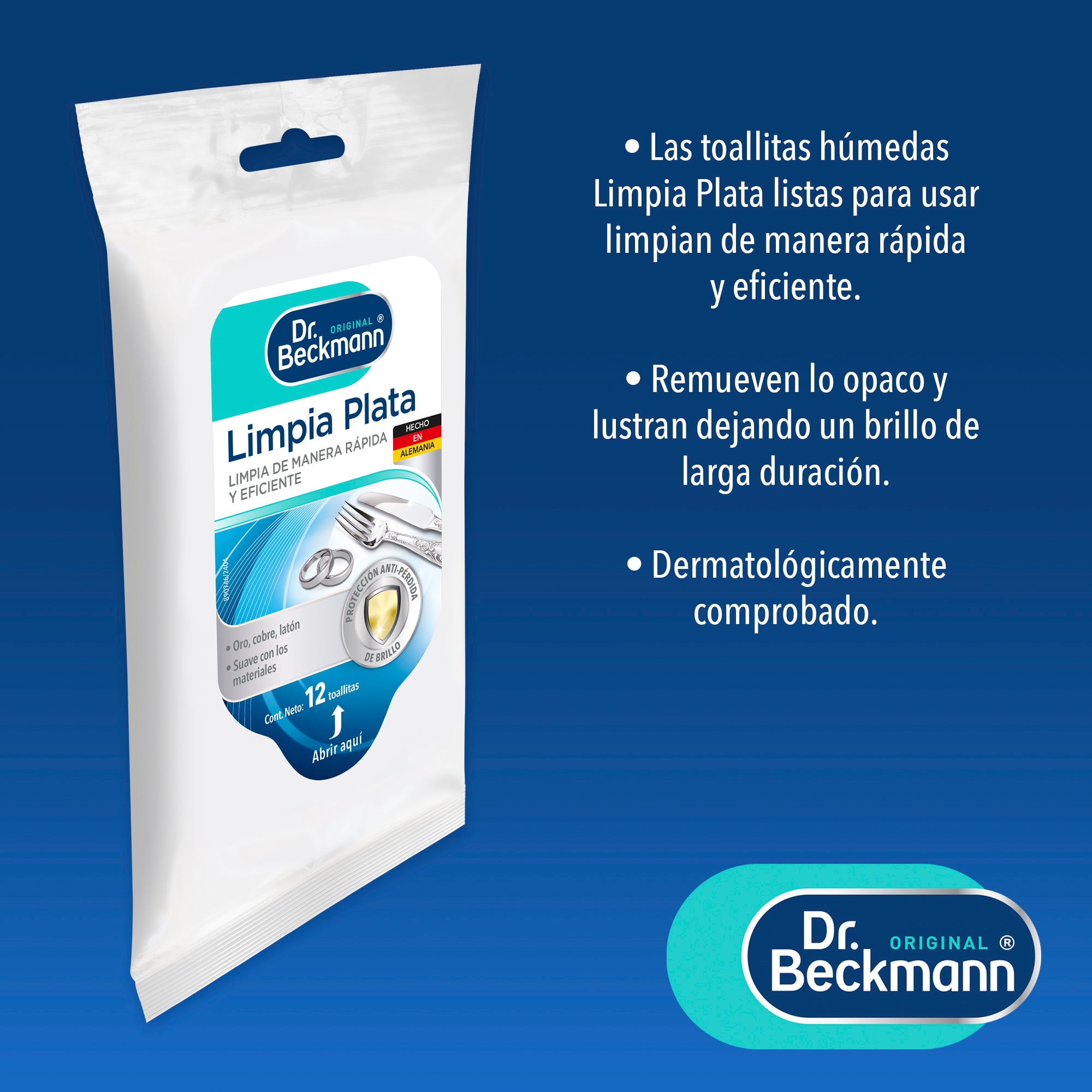 Toallitas Limpia Plata 12u Dr.Beckmann