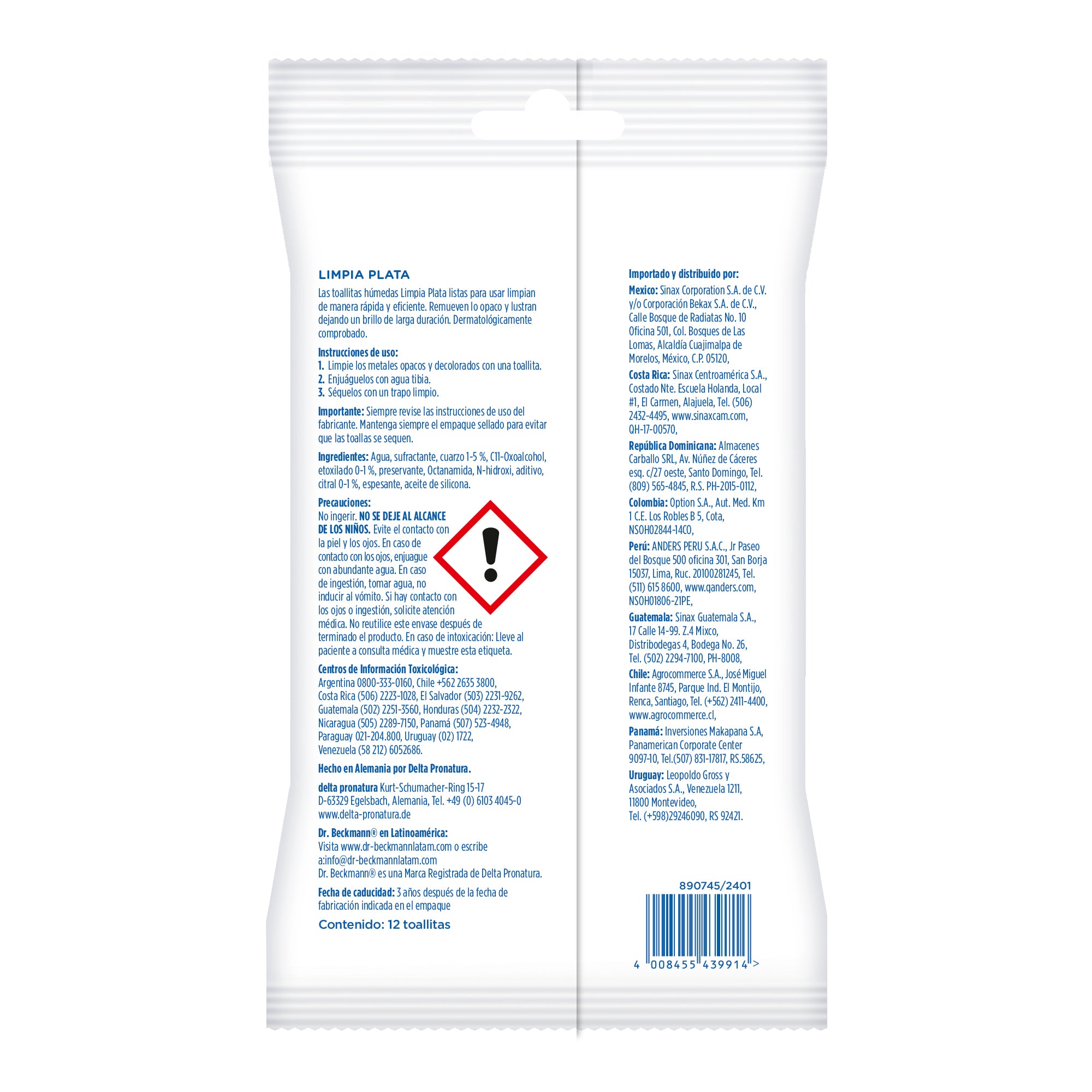 Toallitas Limpia Plata 12u Dr.Beckmann