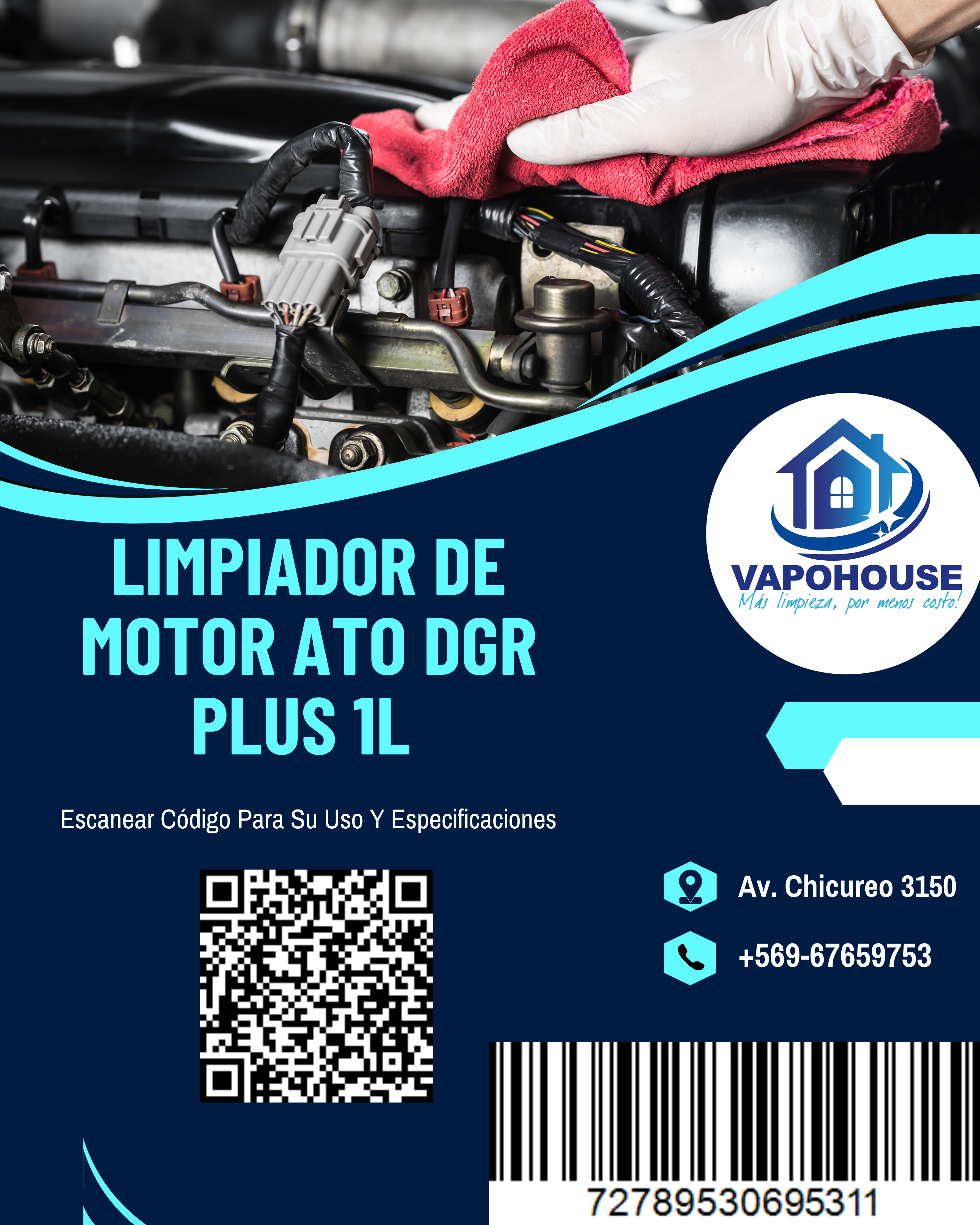 Limpiador De Motor Ato Dgr Plus 1L Vapohouse