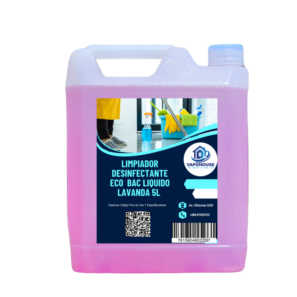 Limpiador Desinfectante Eco Bac Liquido Lavanda 5L Vapohouse