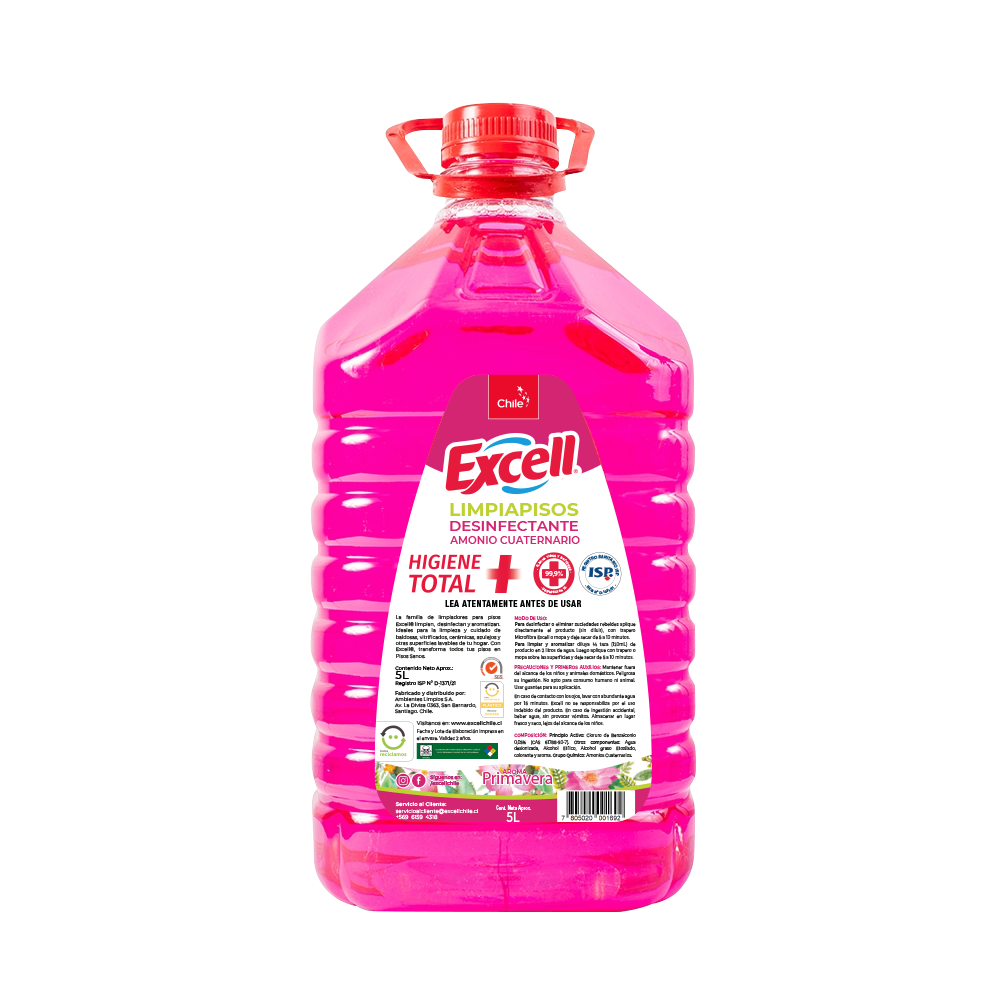 Limpiador Desinfectante Primavera 5L Excell