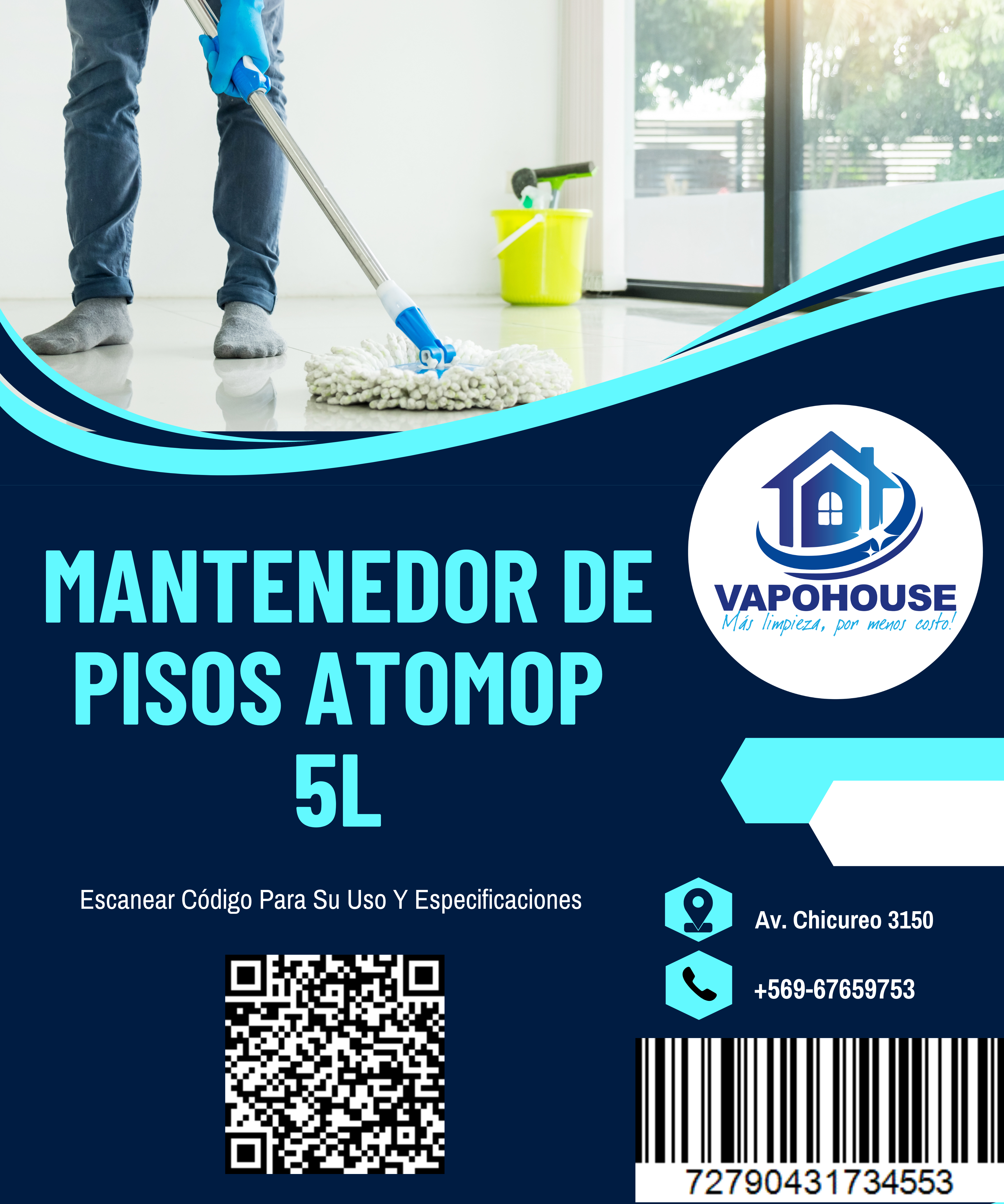 Mantenedor De Pisos Atomop 5L Vapohouse