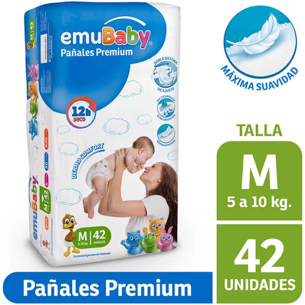 Pañales Premium Dermo Confort M 42u EmuBaby