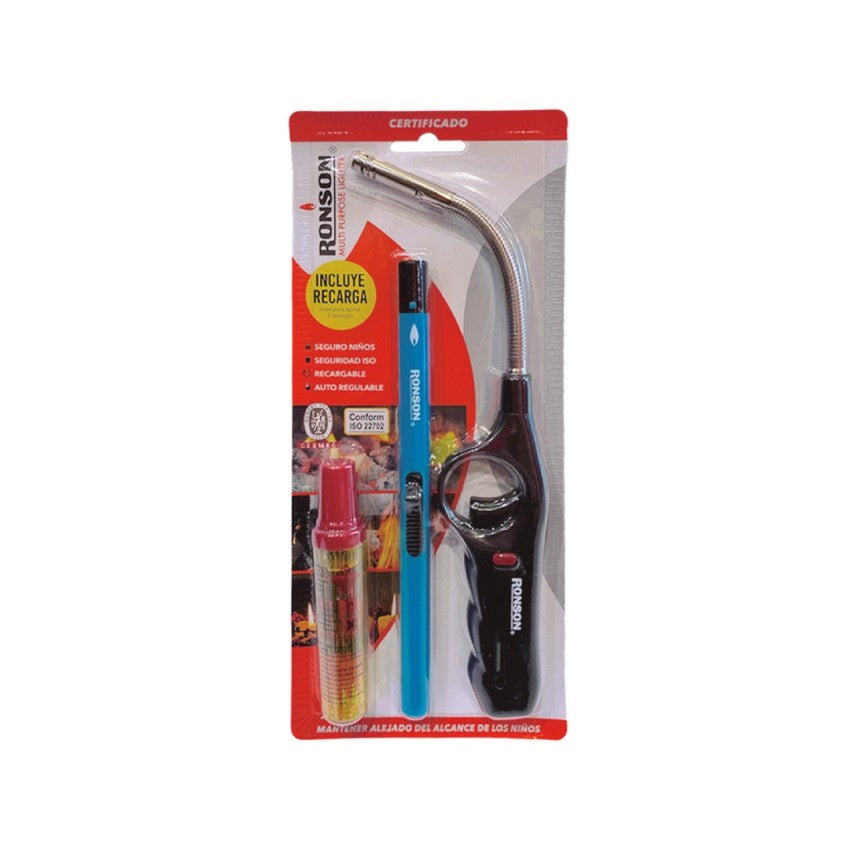 Pack Encendedor Cocina Tubo Flexible + Slim + Gas Ronson