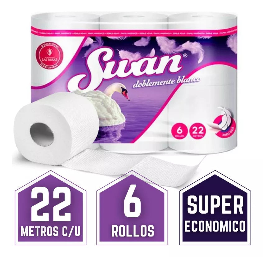 Papel Higiénico Doble Hoja 22m 6 Rollos suan