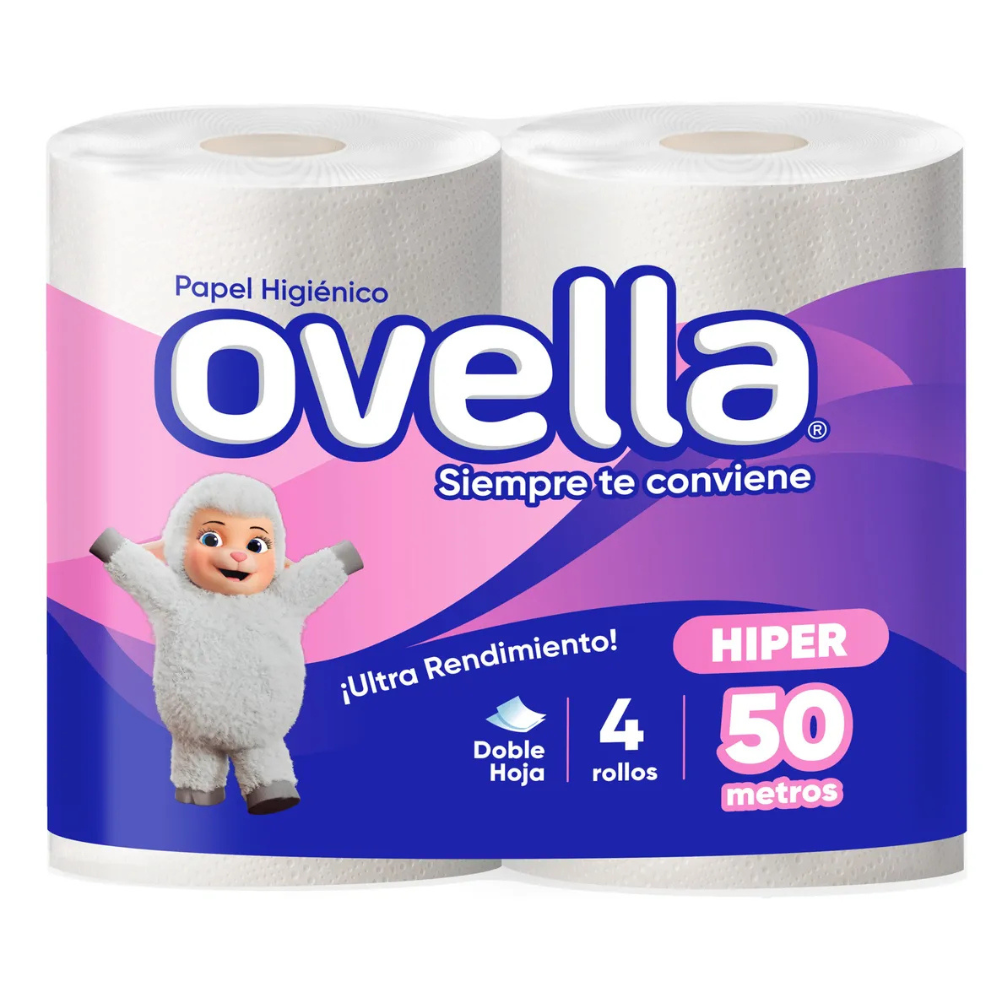 Papel Higiénico Doble Hoja 50m 4 Rollos Ovella