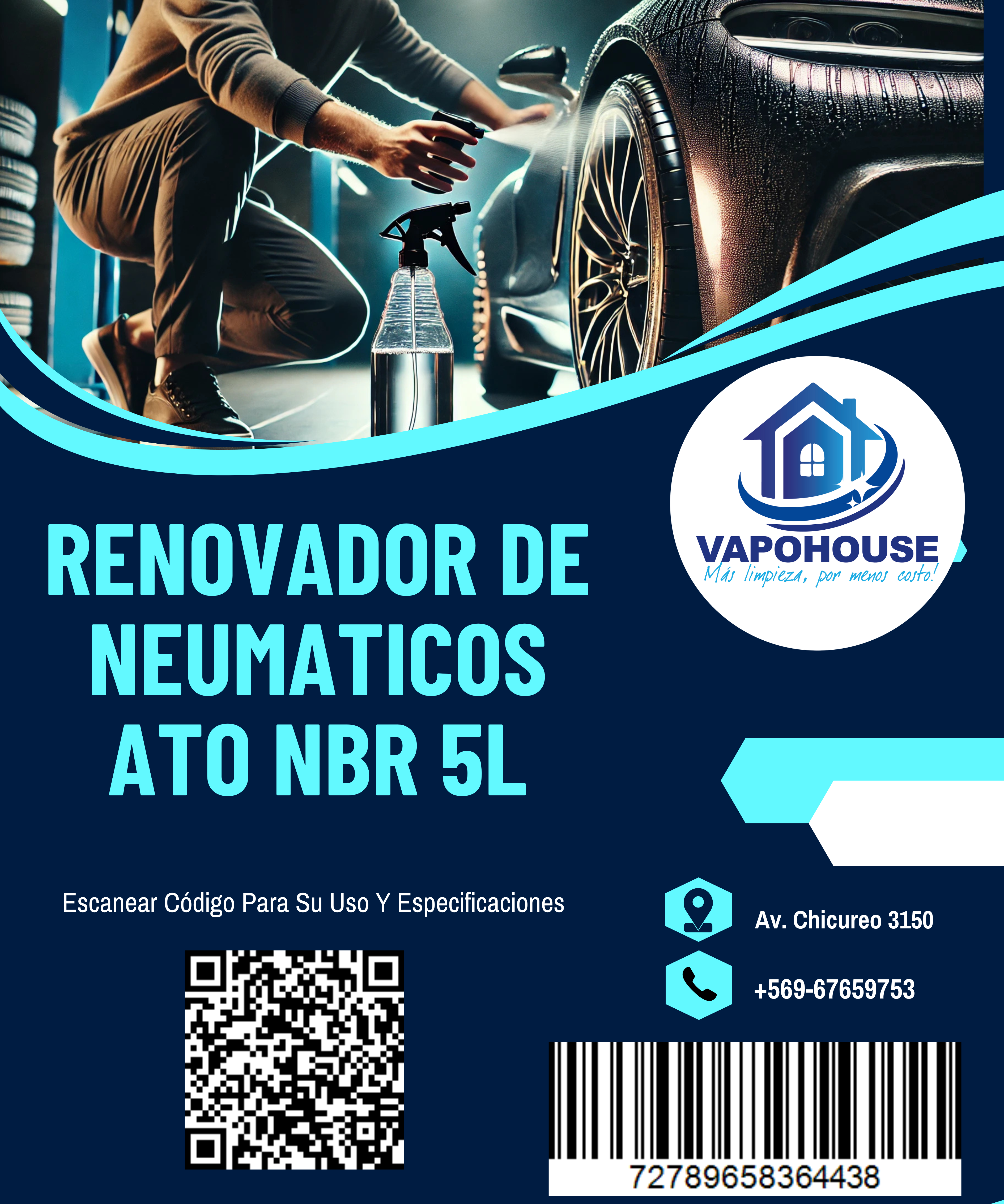 Renovador De Neumaticos Ato Nbr 5L Vapohouse
