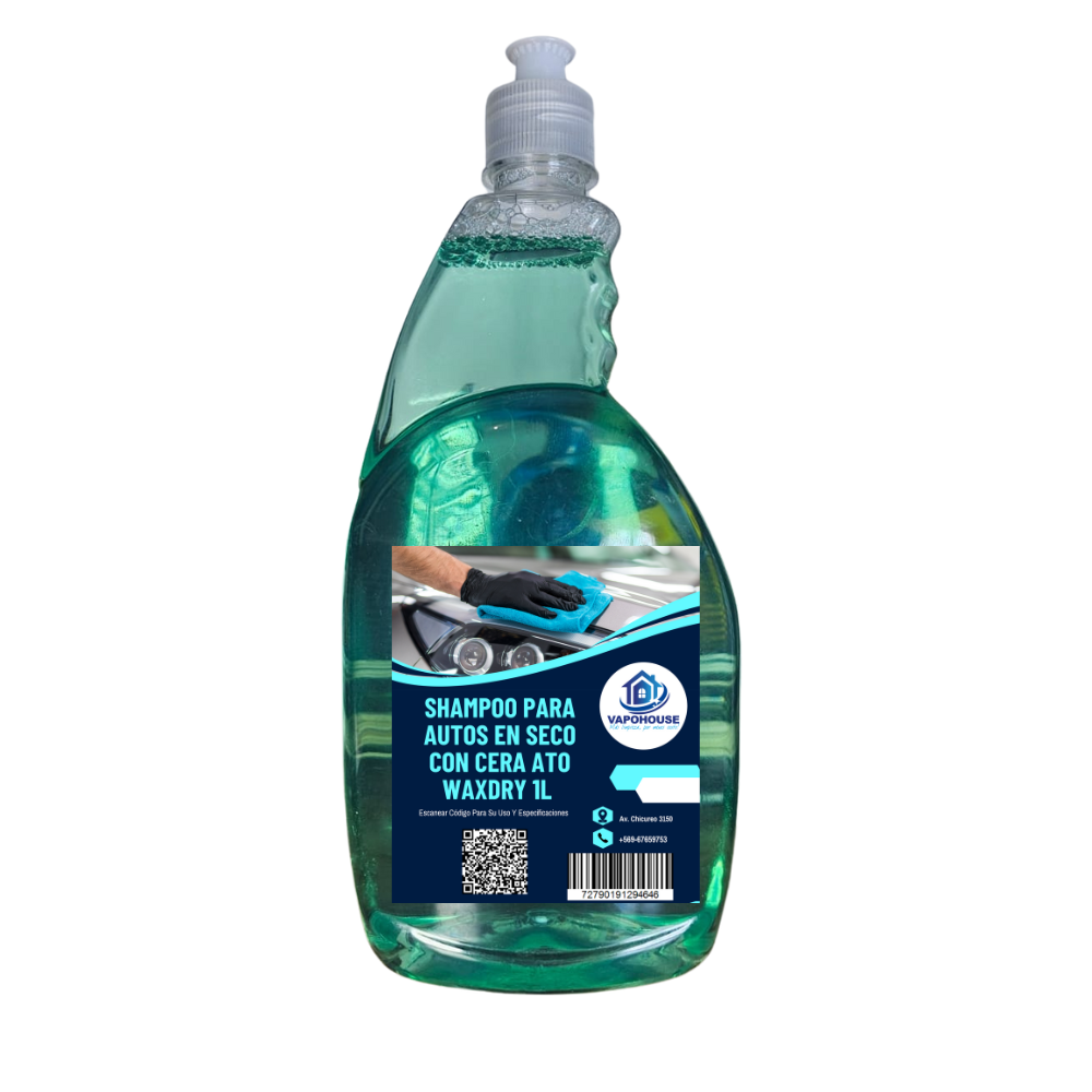 Shampoo Para Autos En Seco Con Cera Ato Waxdry 1L Vapohouse