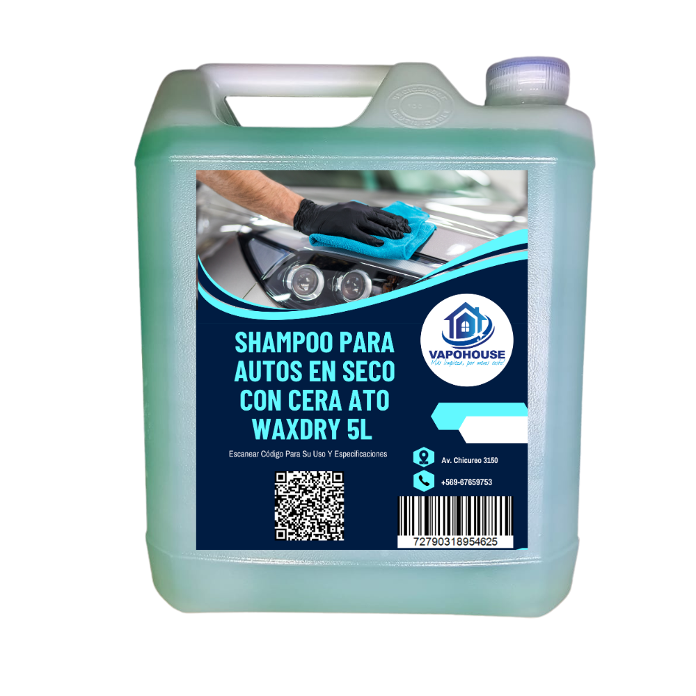 Shampoo Para Autos En Seco Con Cera Ato Waxdry 5L Vapohouse