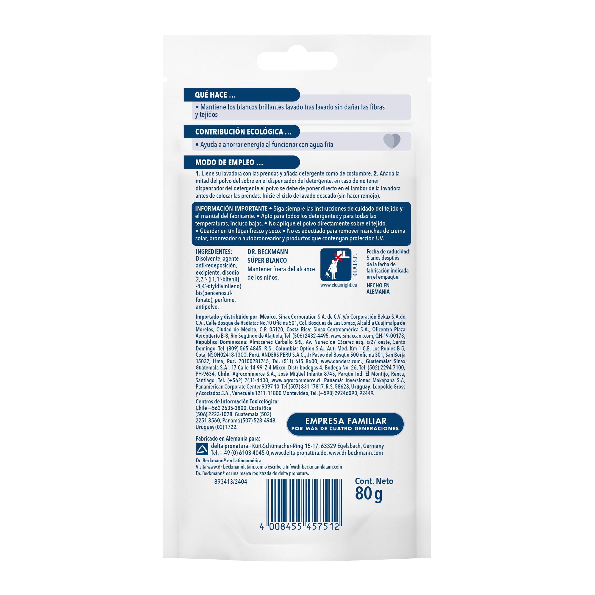 Quitamanchas Super Blanco En Polvo 80g 1u Dr.Beckmann