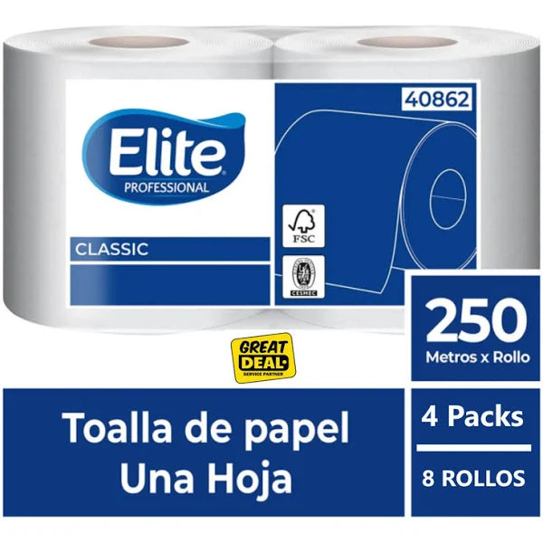 Toalla De Papel Una Hoja 250m 2 Rollos (40862) Elite