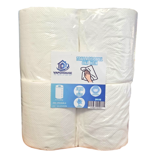 Toalla De Papel Una Hoja Autocorte 100m 4 Rollos (102119) Vapohouse