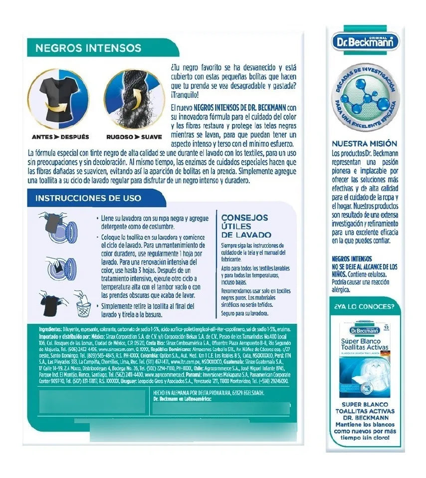 Toallitas Activas Negros Intensos 8 Un Dr.Beckmann