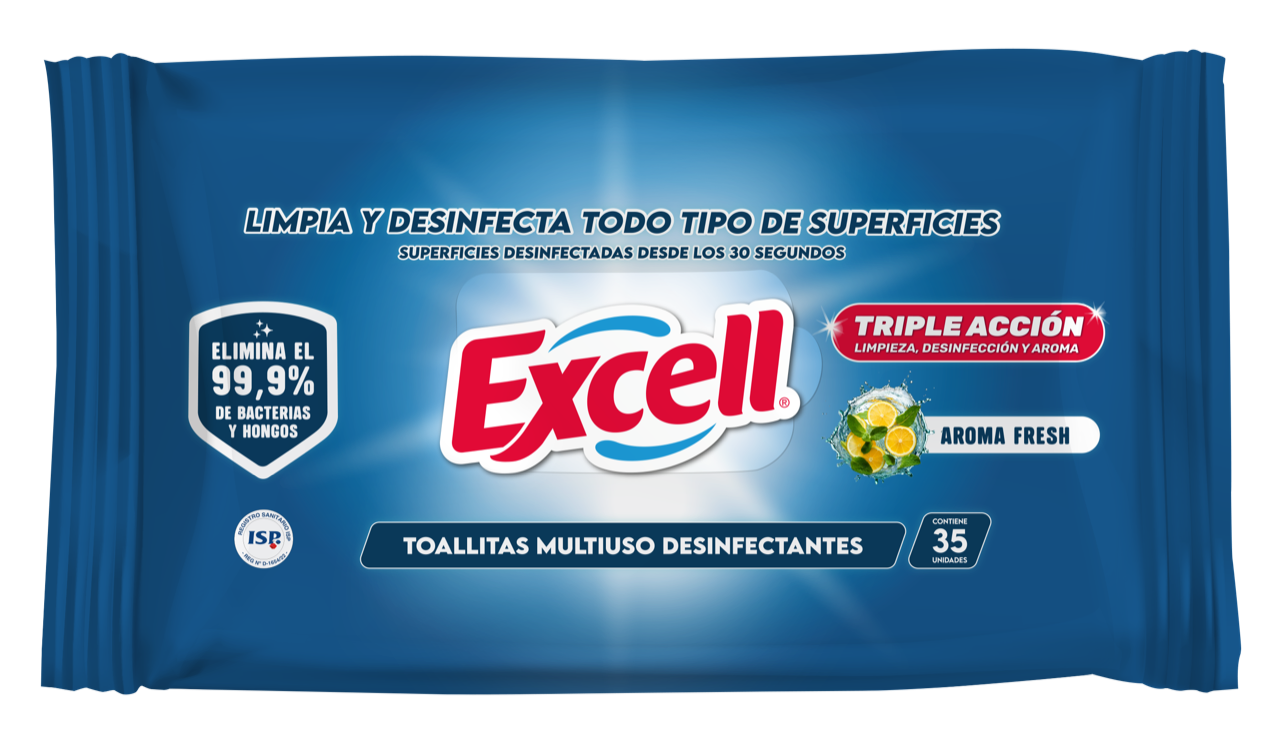 Toallitas Húmedas Desinfectantes Multiuso Bolsa 35U Excell