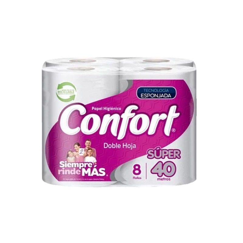 Papel Higiénico Doble Hoja 40m 32 Rollos Confort