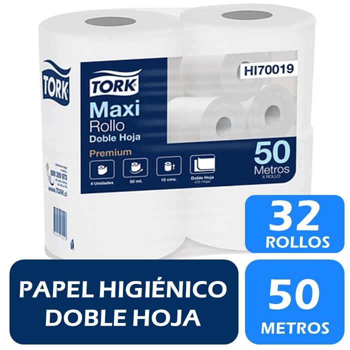 Papel Higiénico Doble Hoja 50m (HI70019) 32 Rollos Tork