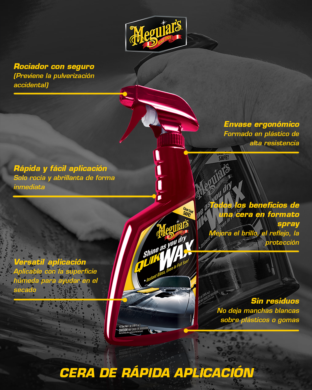 Cera Rapida Para Auto Quik Wax 473ml (A1624) Meguiar’s