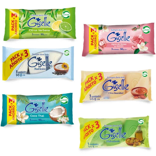 Jabón en Barra Giselle Agua De Rosas Y Jazmin Pack 2 270g Popeye