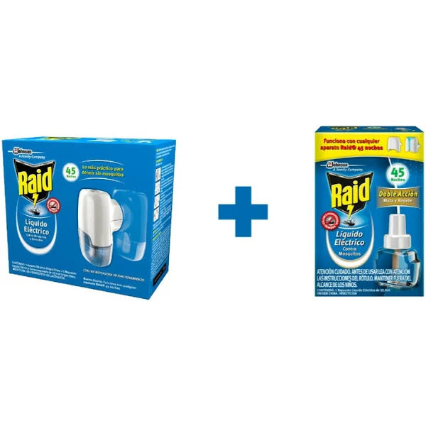 Insecticida Eléctrico Aparato Mata Mosquitos y Zancudos Liquido Raid