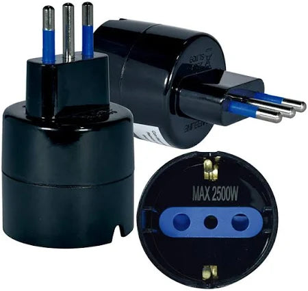 Adaptador Schuko Con Proteccion 2p+T 10a 250v Negro Lexo