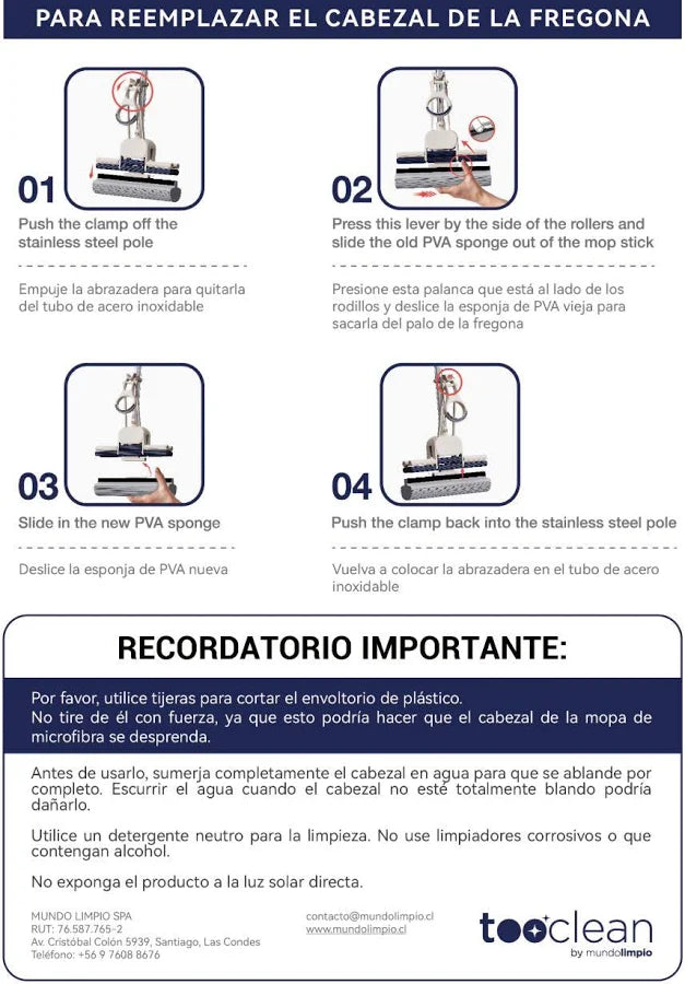 Repuesto Mopa Esponja AquaMop Pro tooclean