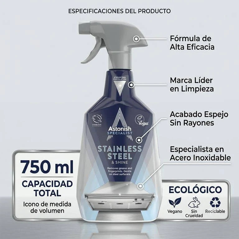 Limpiador Especialista Acero Inoxidable 750 ml Astonish