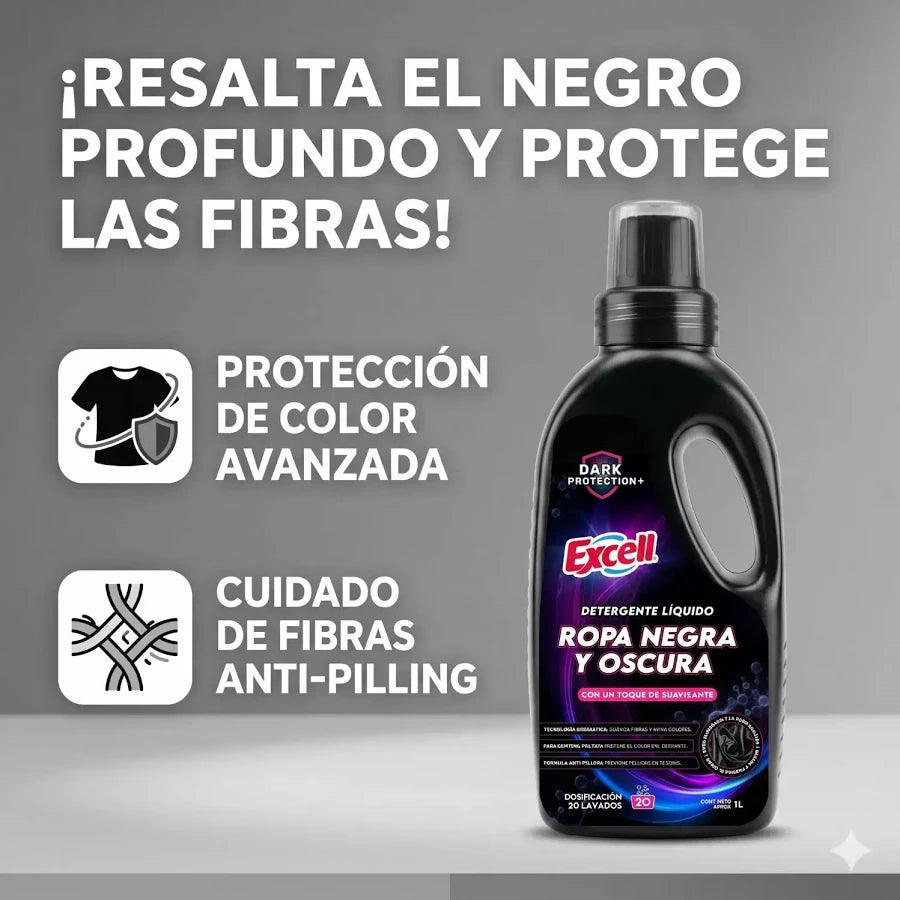 Detergente Líquido Ropa Negra 1L · Excell