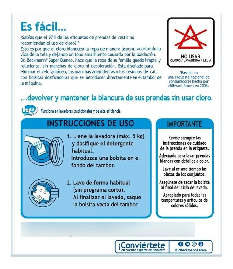 Blanqueador De Ropa 240gr Dr.Beckmann