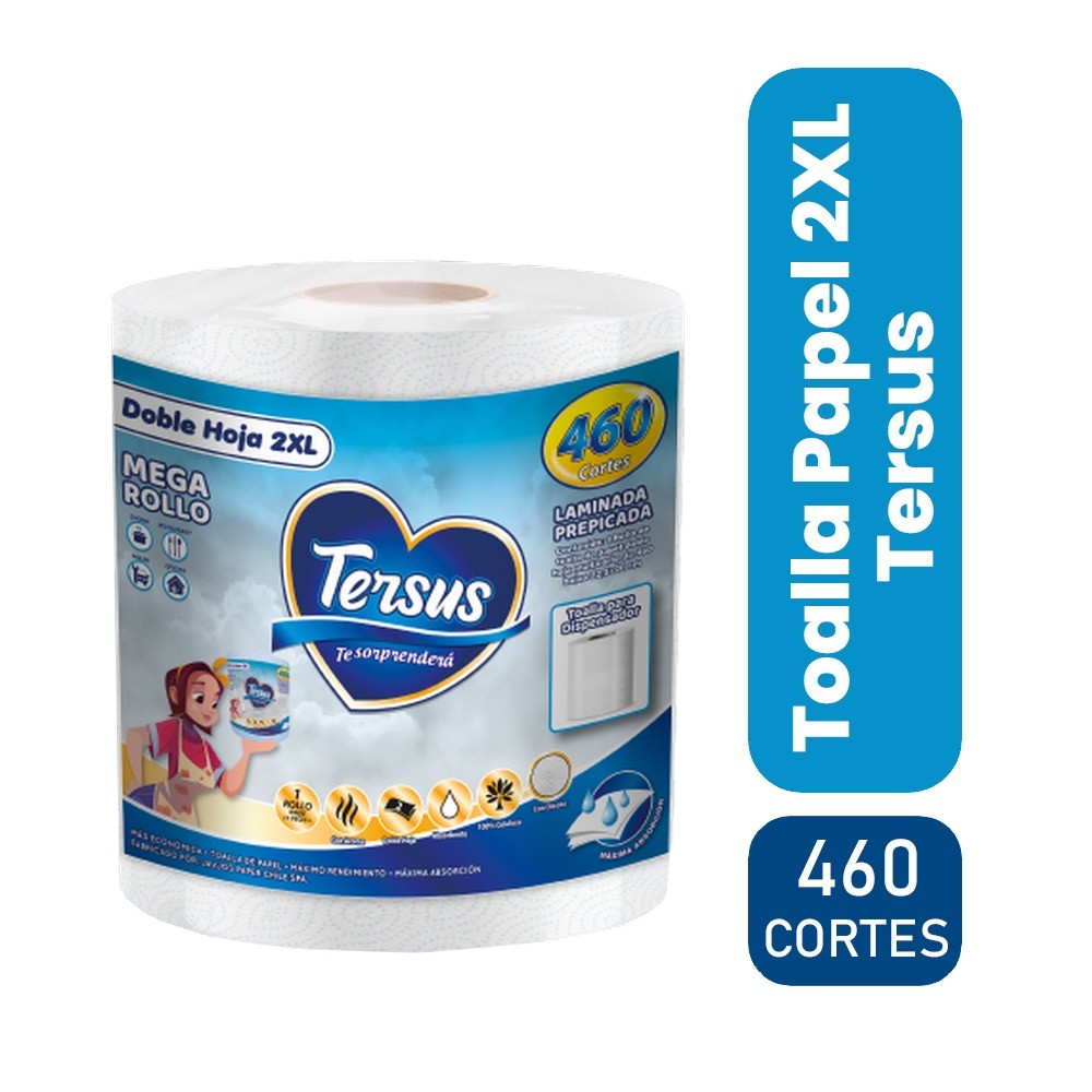 Toalla De Papel Doble Hoja 460 cortes 1 Rollos Tersus