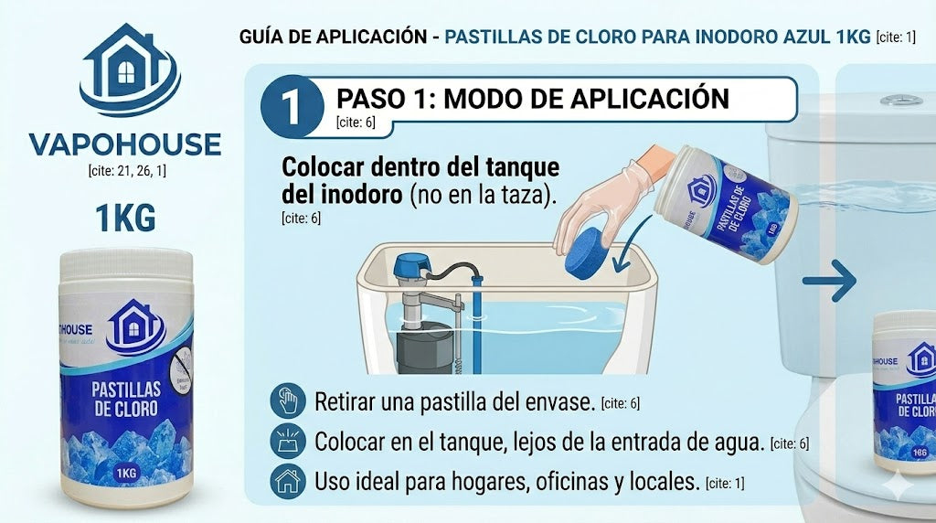 Pastillas De Cloro Para Inodoro Azul 40g 25u 1k Vapohouse