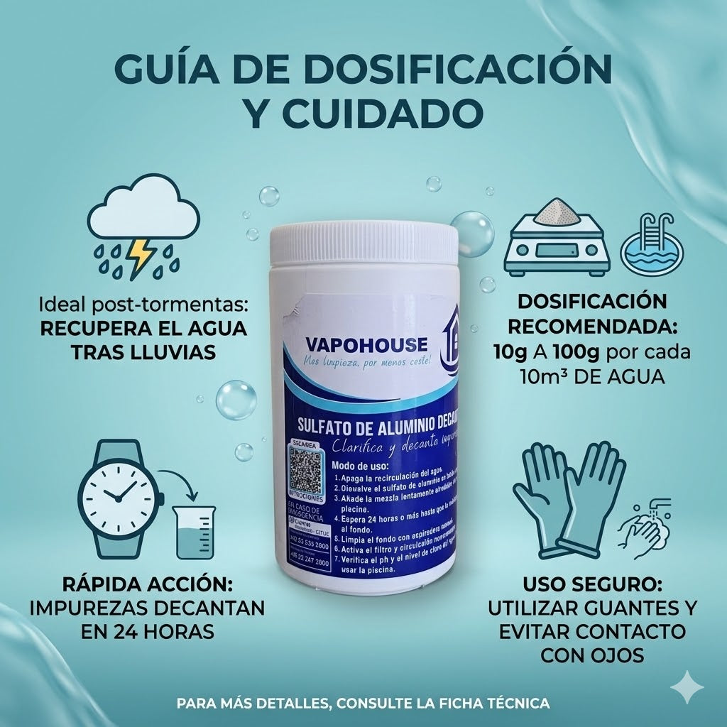 Sulfato De Aluminio Decantador Para Piscina 1Kg Vapohouse