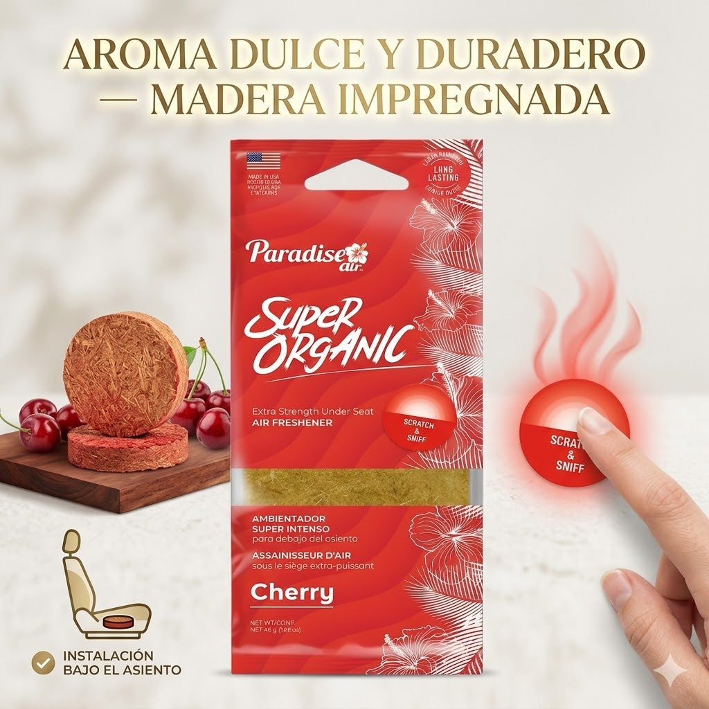 Aromatizante Para Autos Super Organic Air Freshener Cherry 1u (6001PK72) Paradise