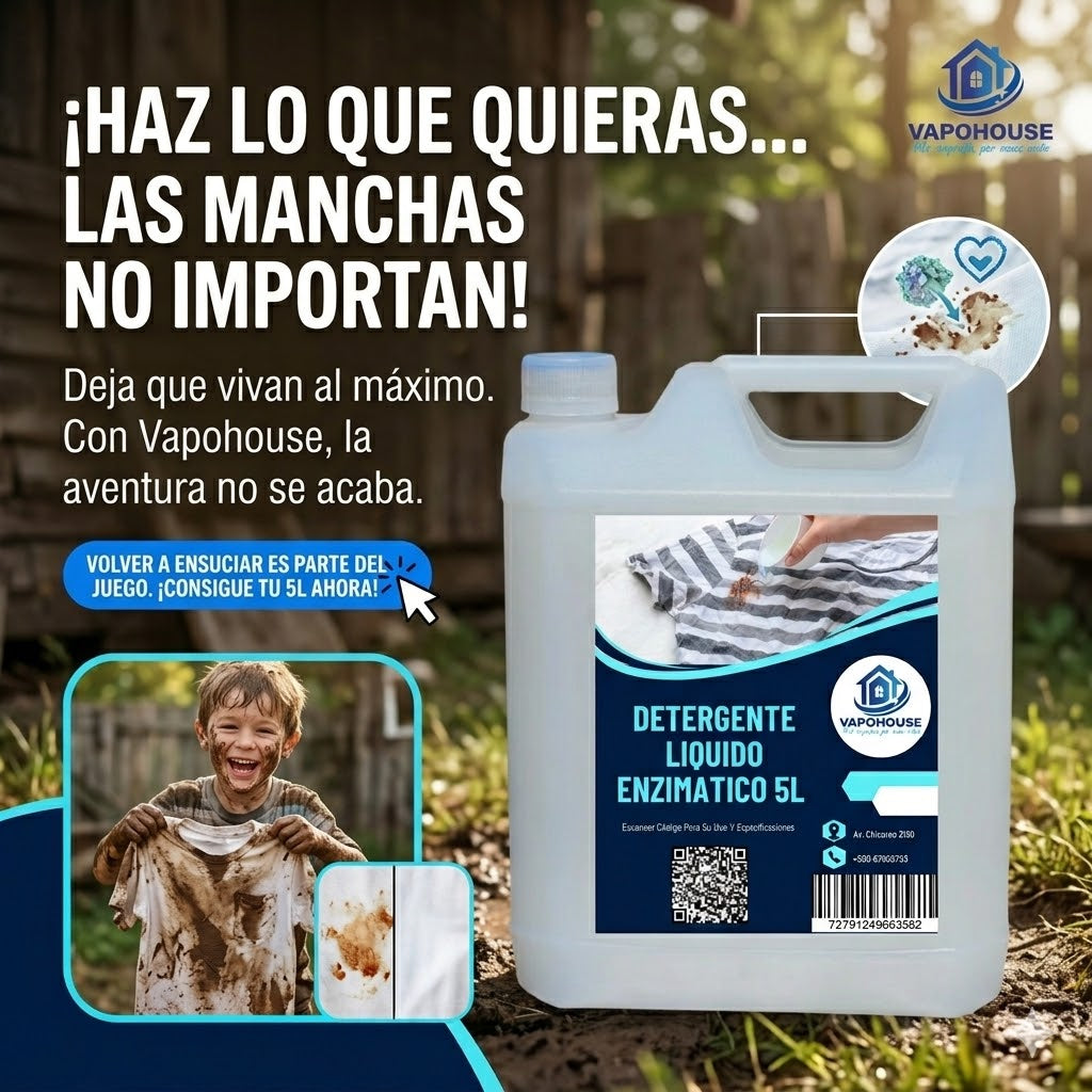 Detergente Liquido Enzimatico 5L Vapohouse
