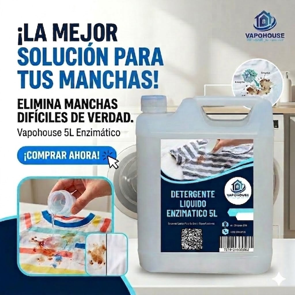 Detergente Liquido Enzimatico 5L Vapohouse