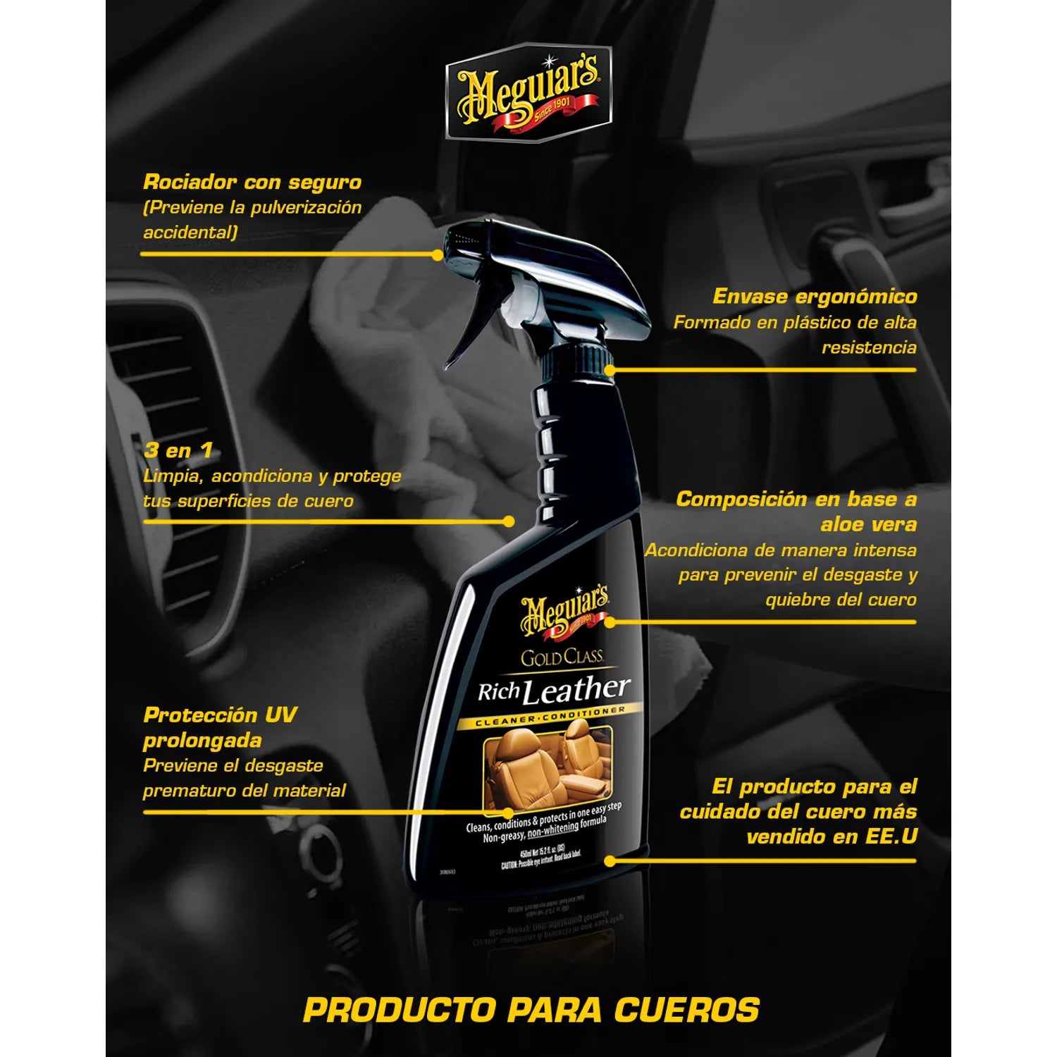 Limpiador De Cueros Gold Class Leather Conditioner 473ml (G18616ES) Meguiar’s