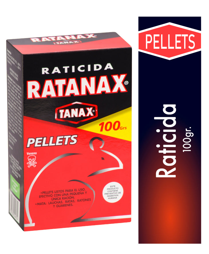 Raticida en Pellets ratanax 100 grs (Caja de 24 Unid)Tanax